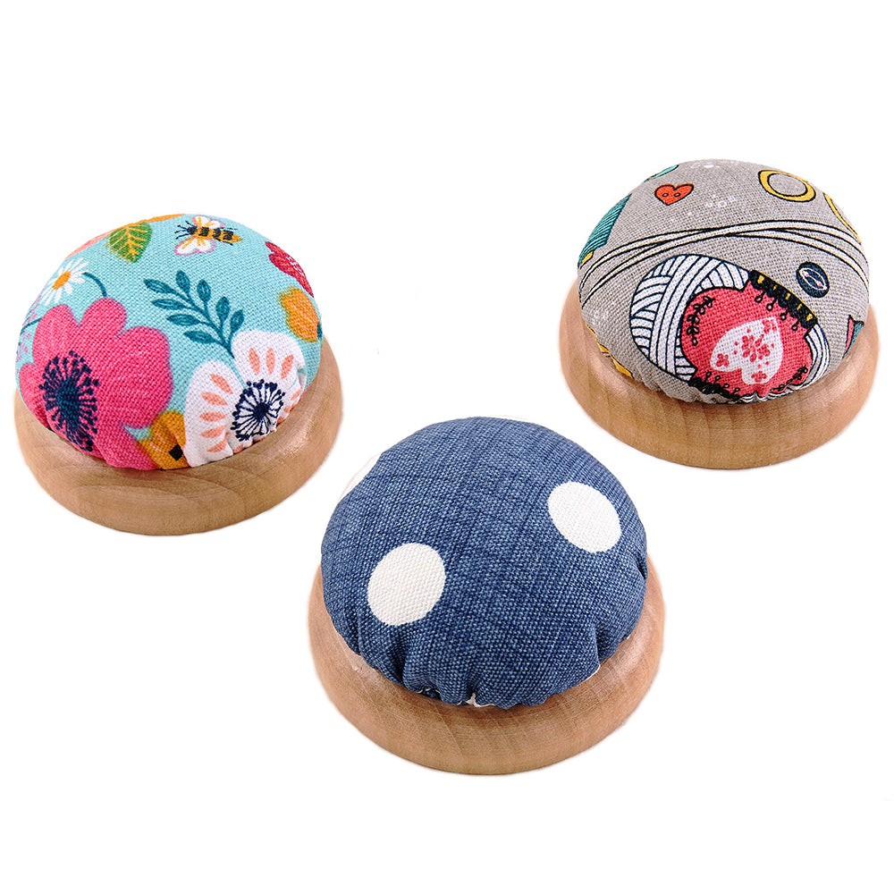 Fabric & Wood Pincushion 