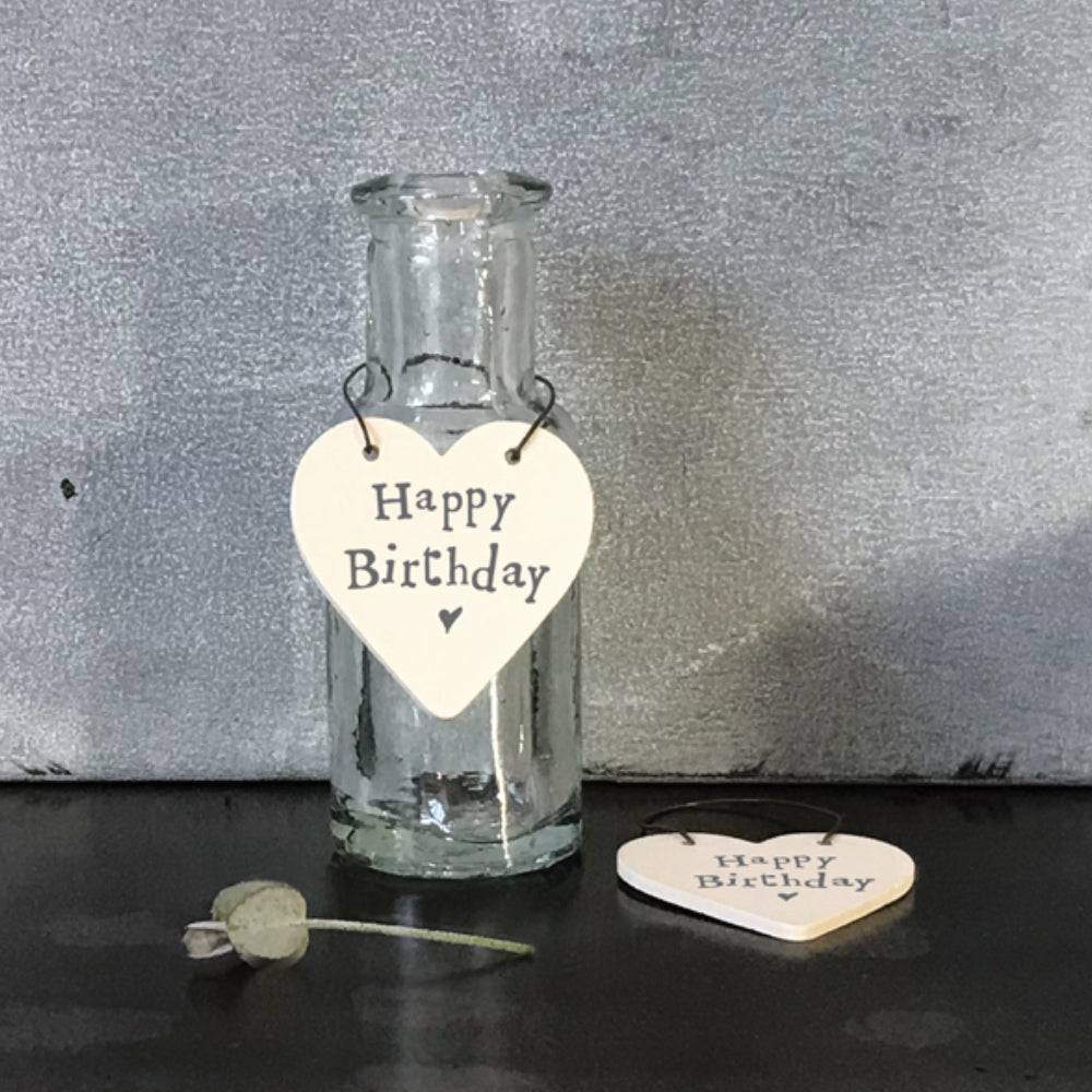 Happy Birthday Mini Wooden Hanging Heart - Cracker Filler Gift