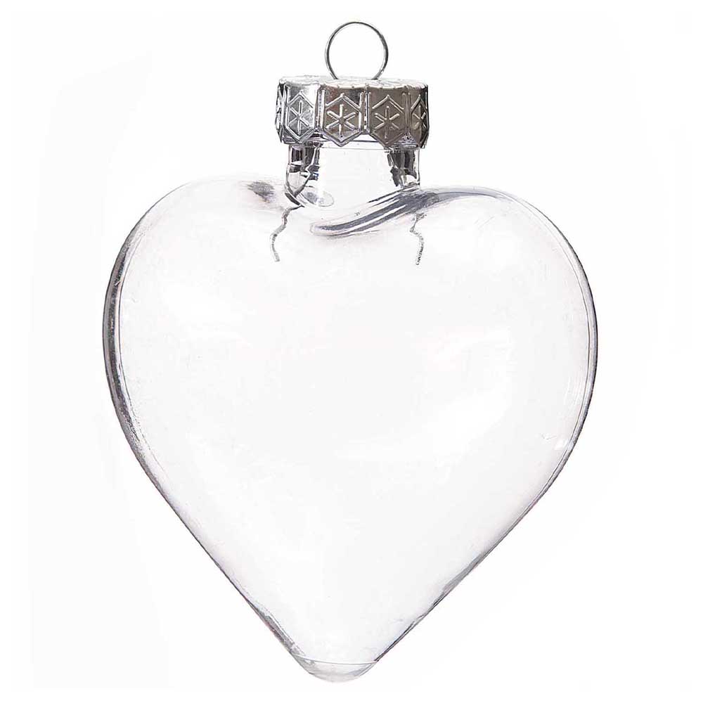 Plastic Fillable Christmas Bauble | Heart or Ball | One Part with Removable Cap