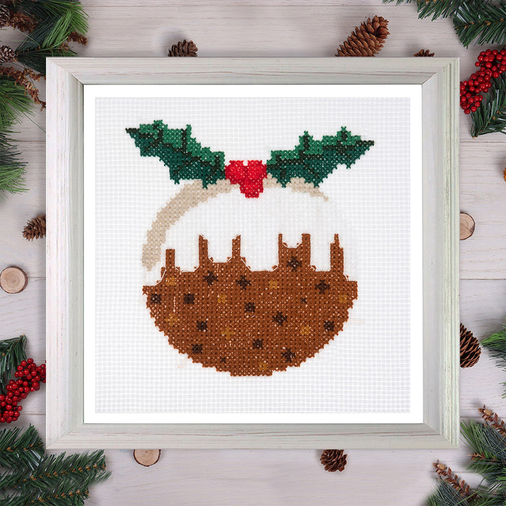 Christmas Pudding | Complete Mini Cross Stitch Kit | 13cm Square