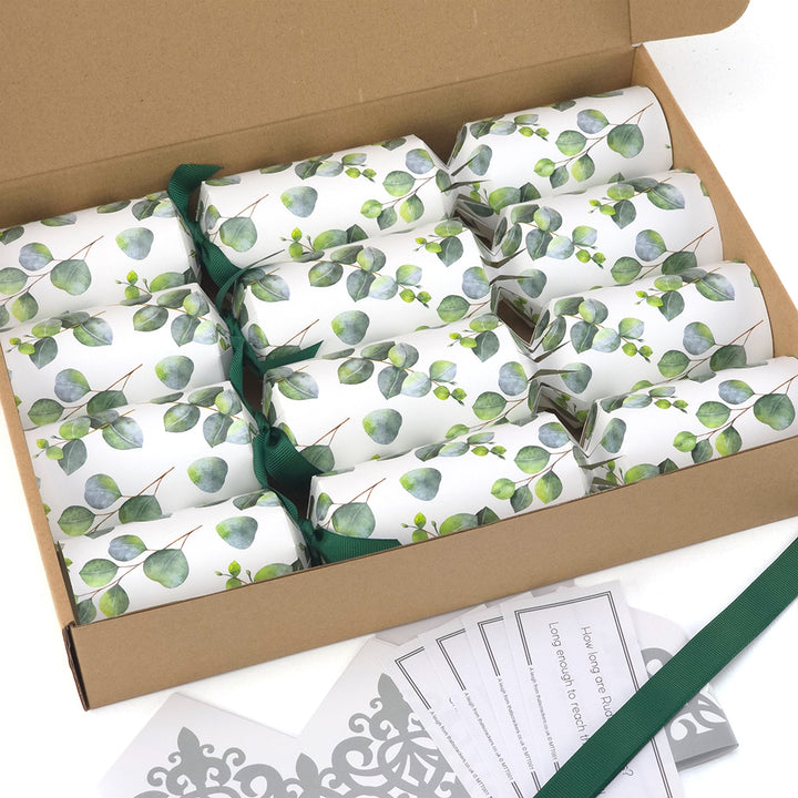 Watercolour Eucalyptus | 4 Ready to Fill Christmas Crackers | Just Add Gifts