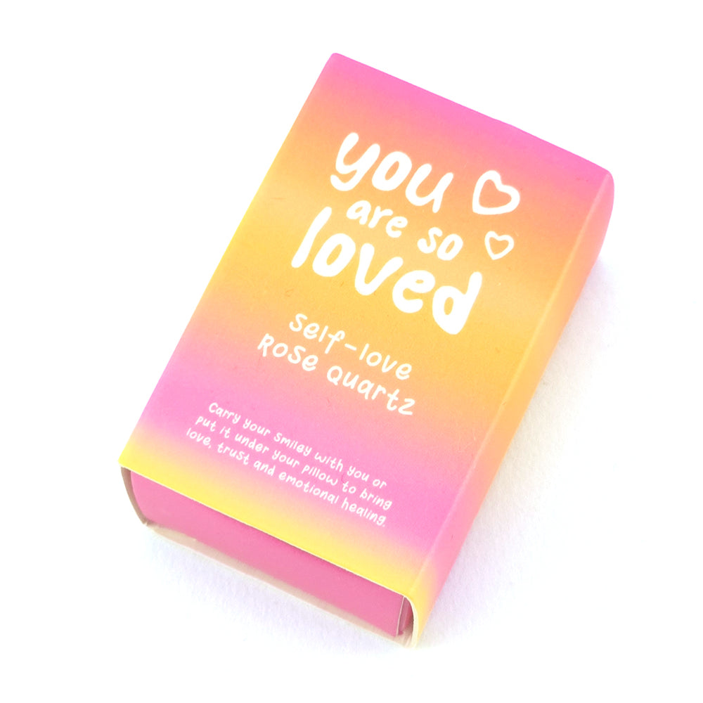 You're So Loved | Rose Quartz Happy Face Crystal | Matchbox Gift | Cracker Filler