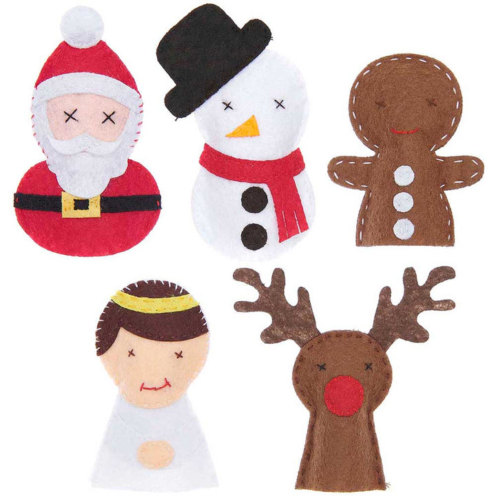 Christmas | Felt Finger Puppet Craft Kit | Makes 5 | Kids Sewing Project