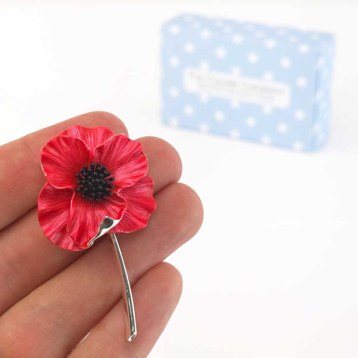 Large 3D Red Poppy Brooch | 3.8cm Wide | Mini Gift | Cracker Filler