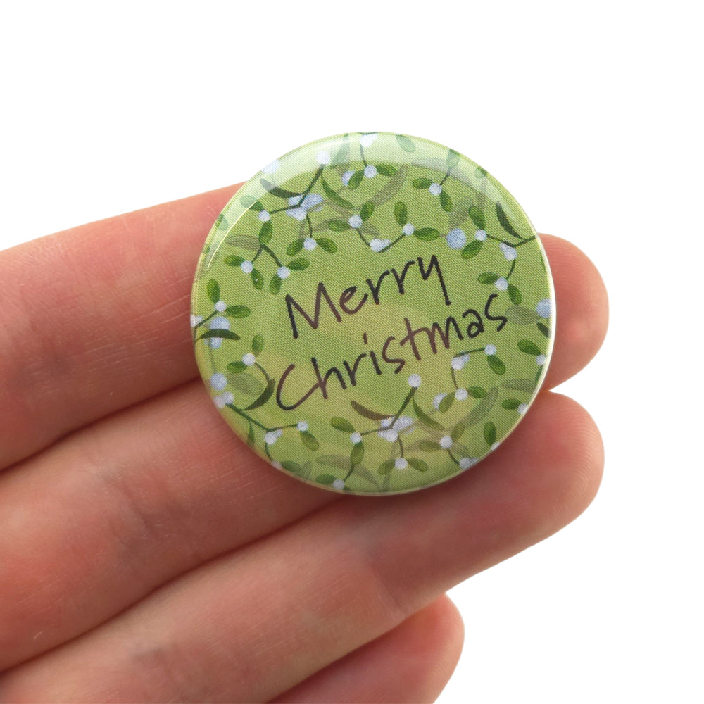 Simply Mistletoe | Merry Christmas | 38mm Pin Badge | Mini Gift | Cracker Filler