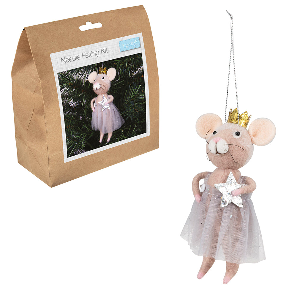 Christmas Mouse | Complete Needle Felting Kit | Hanging Tree Ornament