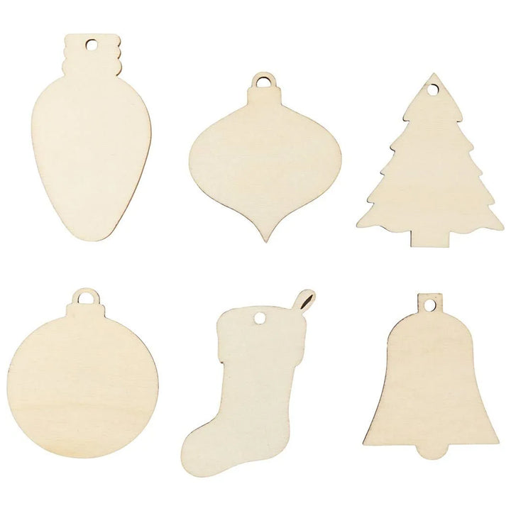 90 Flat Wooden Christmas Ornaments to Decorate | 6cm Tall | Craft Idea