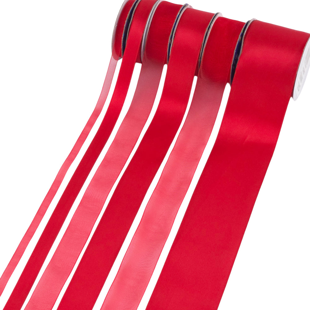 Red Satin or Organza Christmas Ribbon | Choose 6mm to 50mm Wide | Mini Rolls