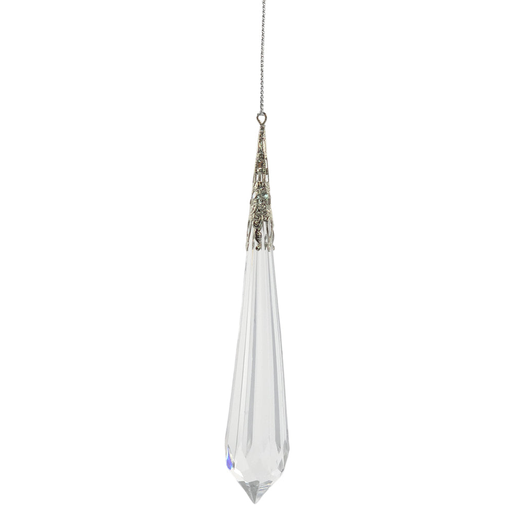 Clear Crystal Skinny Drop | Faceted Acrylic Christmas Tree Ornament | 13cm Tall