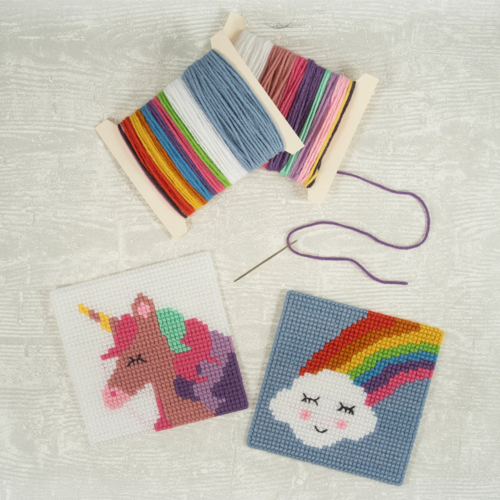 Unicorn & Cloud | My First Cross Stitch Kit for Kids | Makes 2