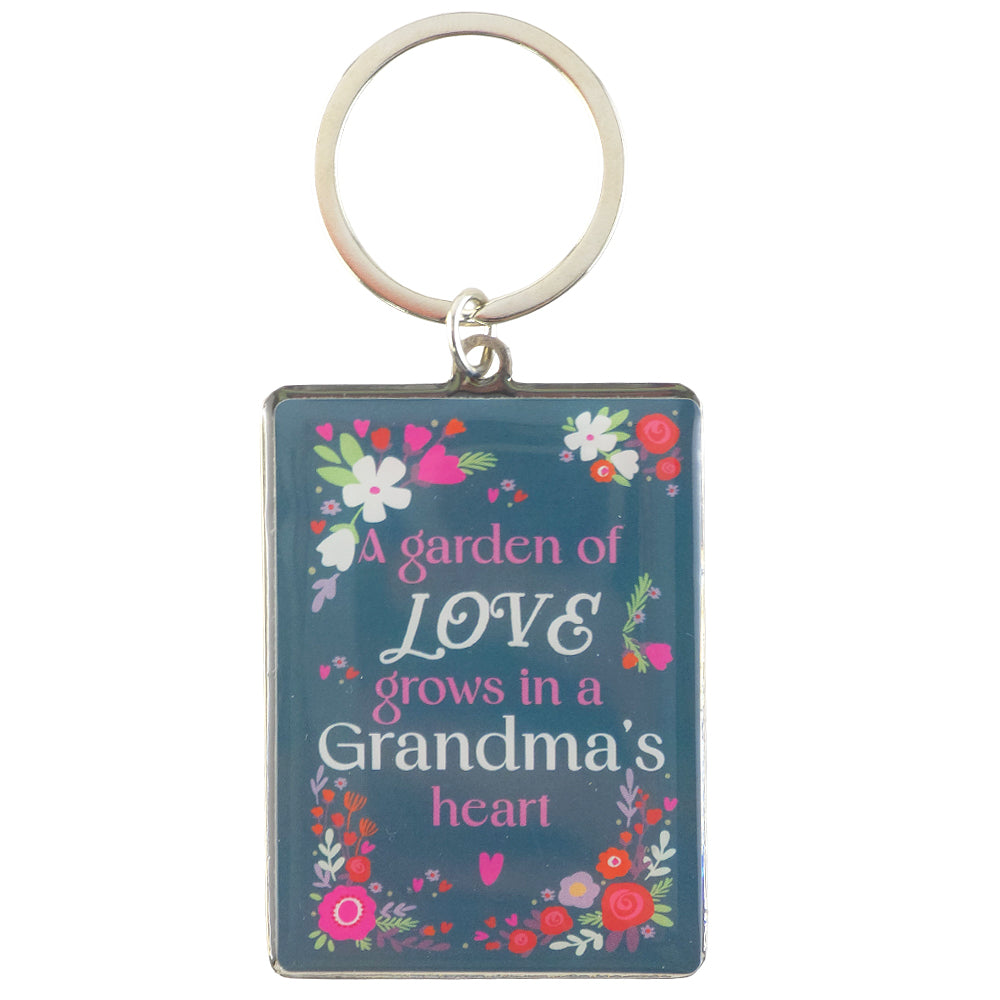 Grandma's Heart | A Garden of Love | Metal Keyring | Mini Gift | Cracker Filler