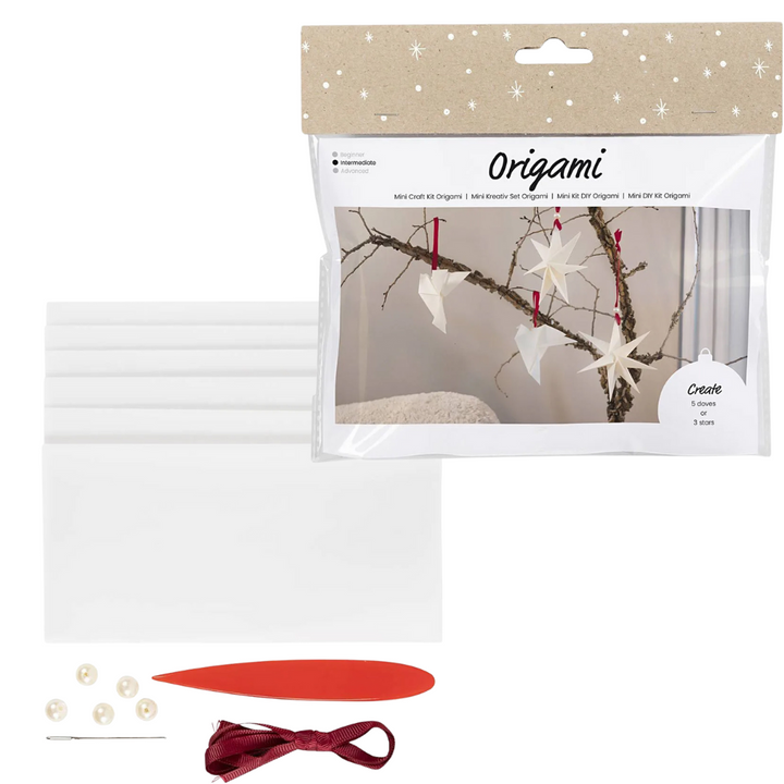 Origami Craft Kit | Makes 5 Doves or 3 Stars | Christmas Hanging Ornaments