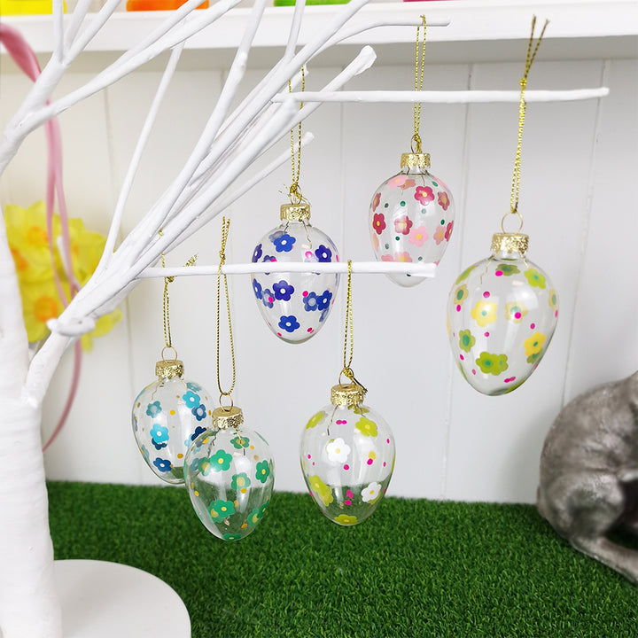 6 Pretty Flower Easter Tree Decorations | Best Quality Glass | Gisela Graham