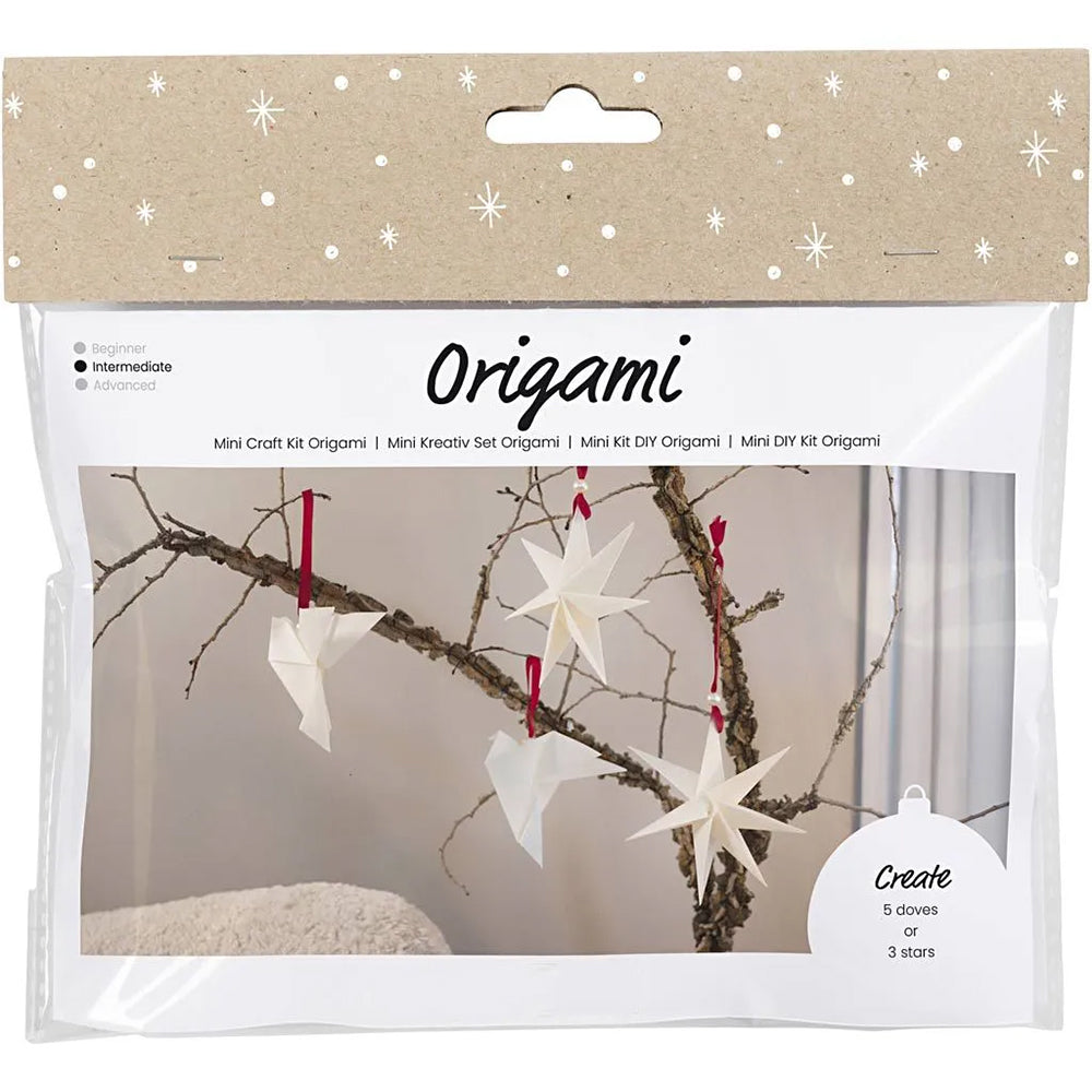 Origami Craft Kit | Makes 5 Doves or 3 Stars | Christmas Hanging Ornaments