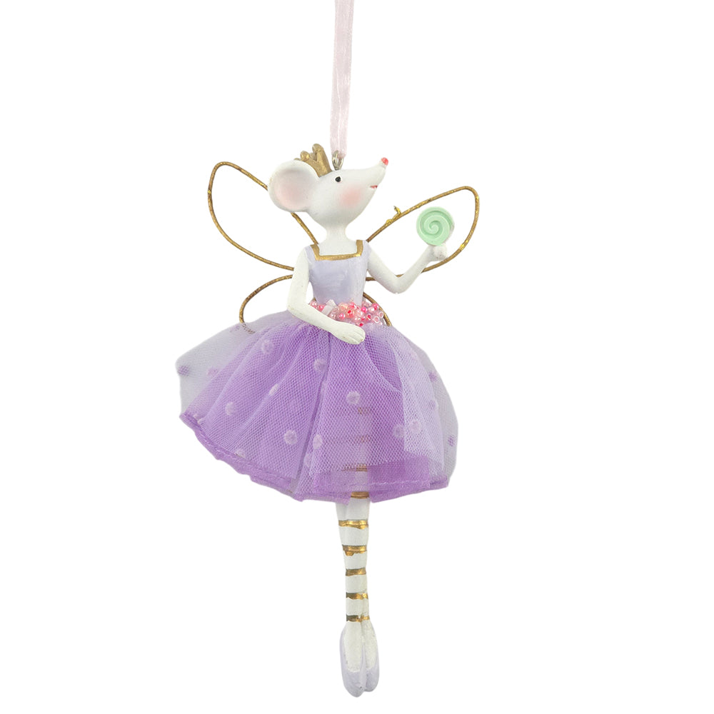 Pastel Lavender Fairy Mouse | Christmas Tree Decoration | 14cm | Gisela Graham