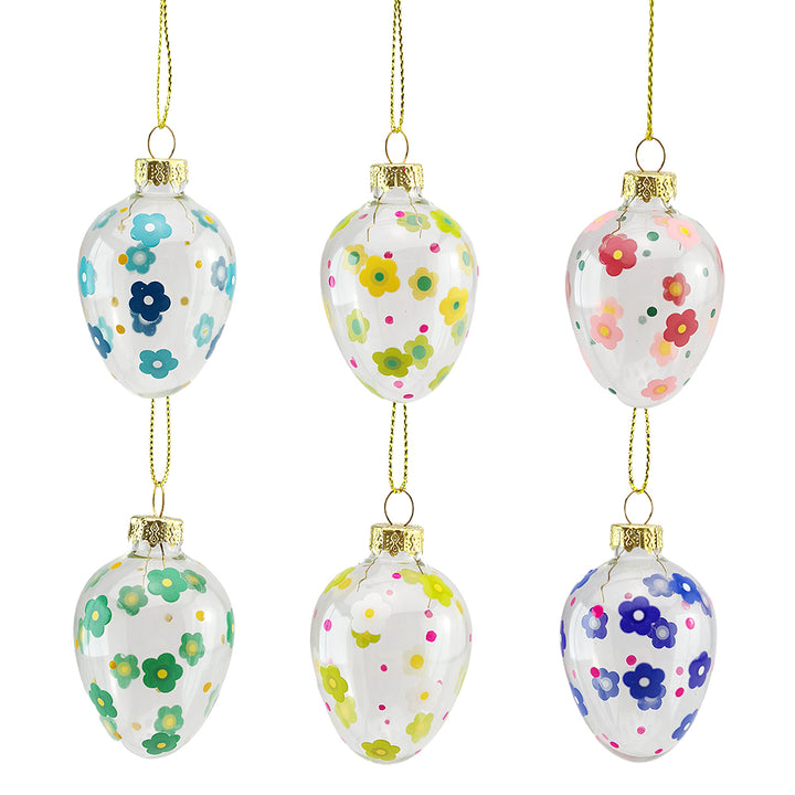 6 Pretty Flower Easter Tree Decorations | Best Quality Glass | Gisela Graham