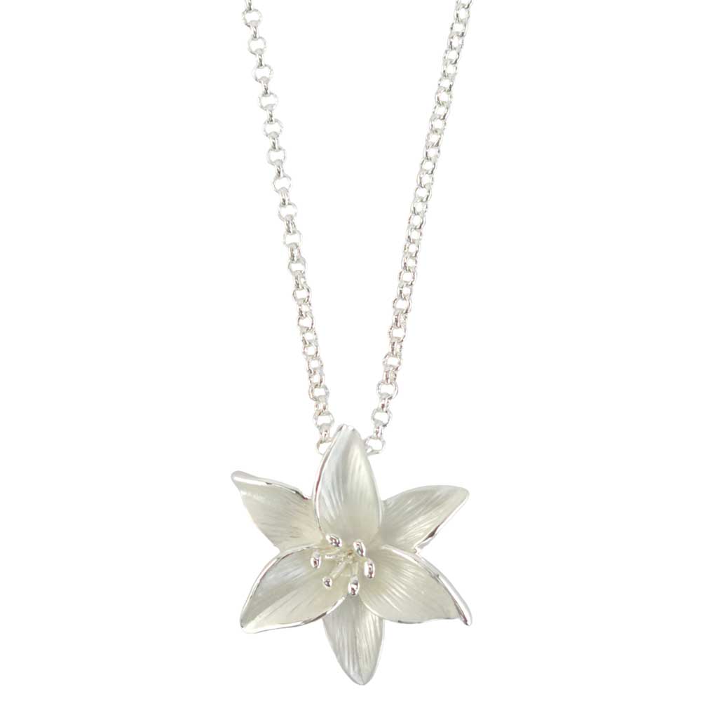 Lily Flower | Pendant on Chain | Pearlescent White | Mini Gift | Cracker Filler