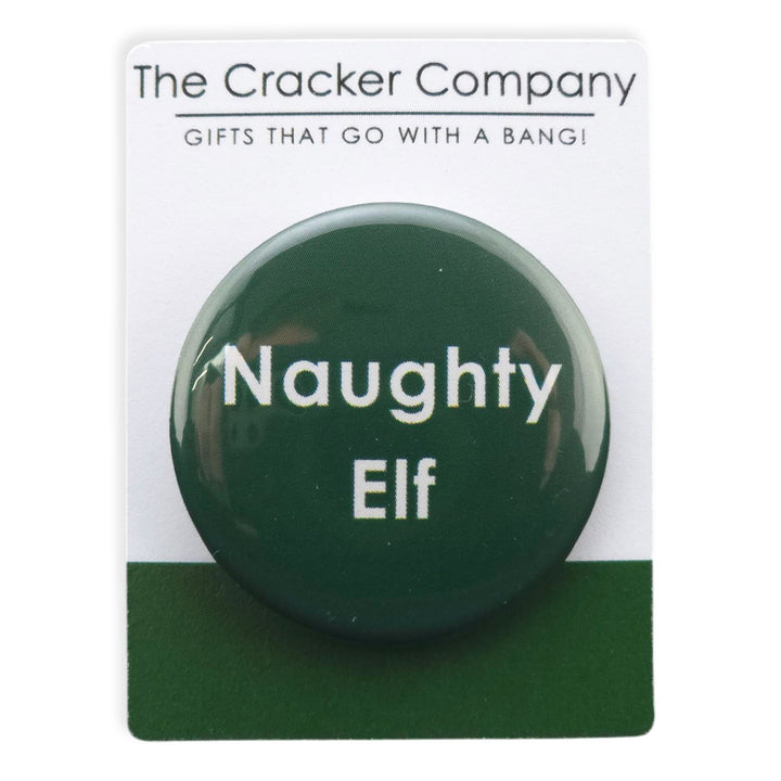 Naughty Elf | 38mm Button Pin Badge | Mini Gift | Cracker Filler