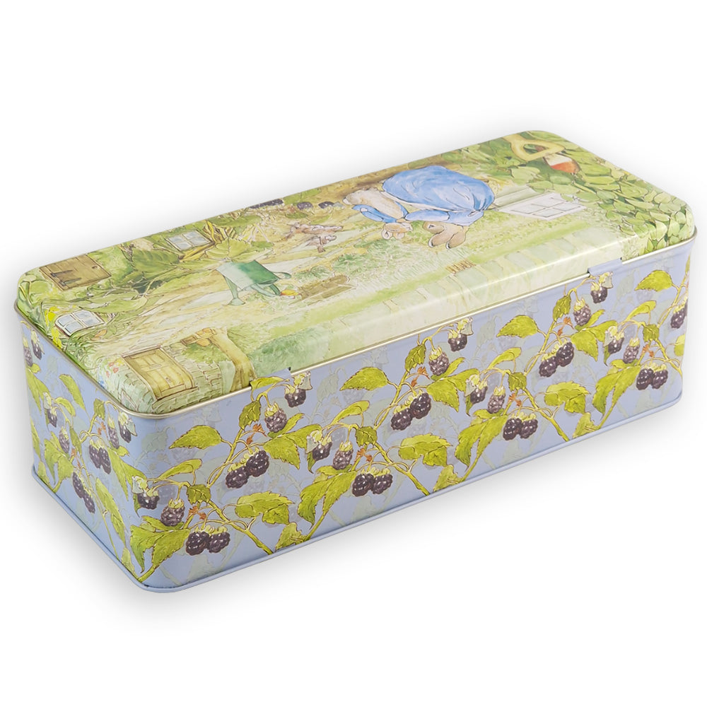 Peter Rabbit Rectangular Tin | Blackberry Garden Scene | 24cm Cracker Tin Style