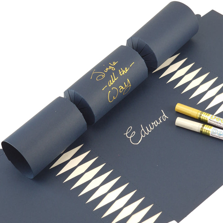 Navy Blue | 12 Personalise Your Own Crackers | Make & Fill Your Own | With Pen