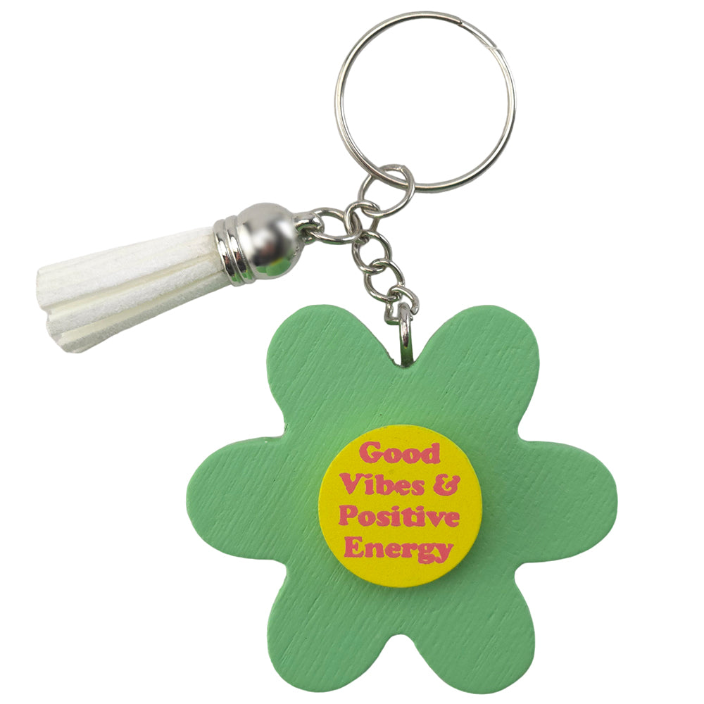 GOOD VIBES | Retro Flower Keyring & Tassel | Mini Gift | Cracker Filler