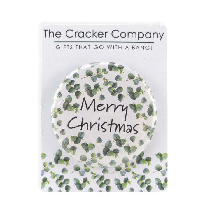 Watercolour Eucalyptus | Merry Christmas | 38mm Pin Badge | Cracker Filler