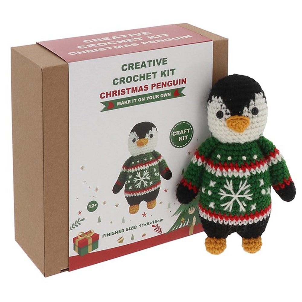 Penguin in Christmas Jumper | Complete Crochet Craft Kit for Adults