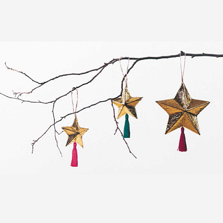 Gold | Metal Leafing Craft Kit | Makes 3 Hanging Christmas Stars