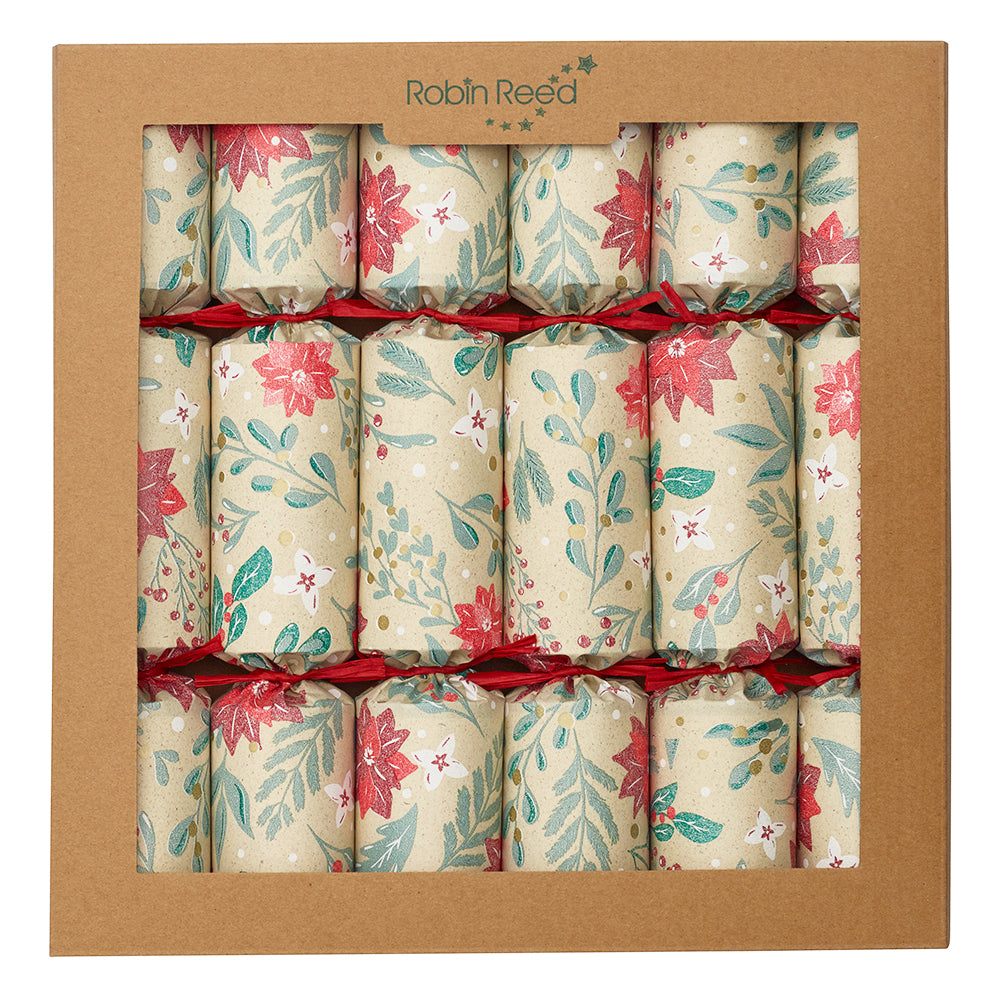 6 Christmas Poinsettia Crackers | With Bee Friendly Seeds | Recyclable | Ready Made