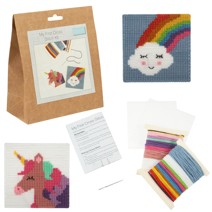 Unicorn & Cloud | My First Cross Stitch Kit for Kids | Makes 2