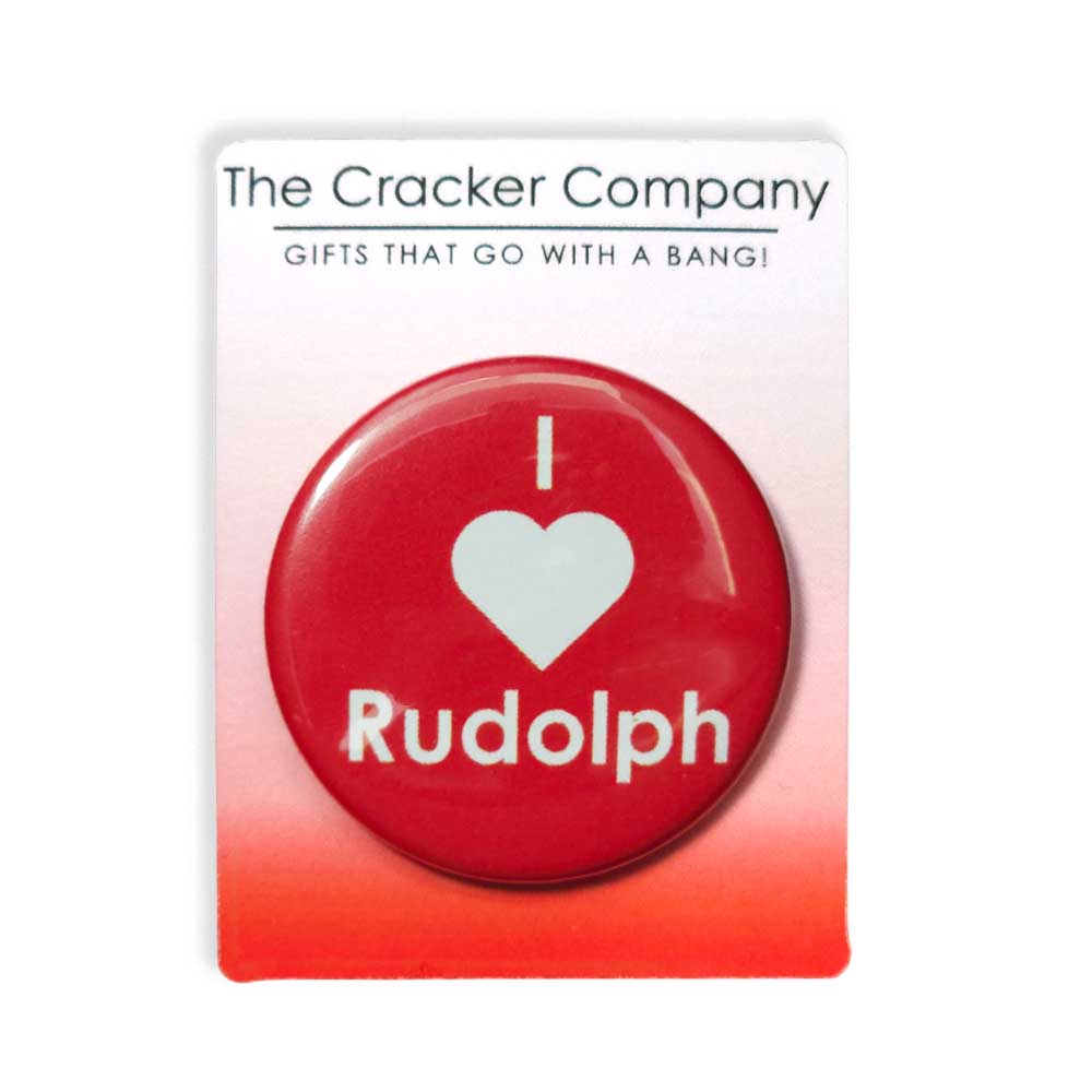 I Love Rudolph | 38mm Button Pin Badge | Mini Gift | Cracker Filler