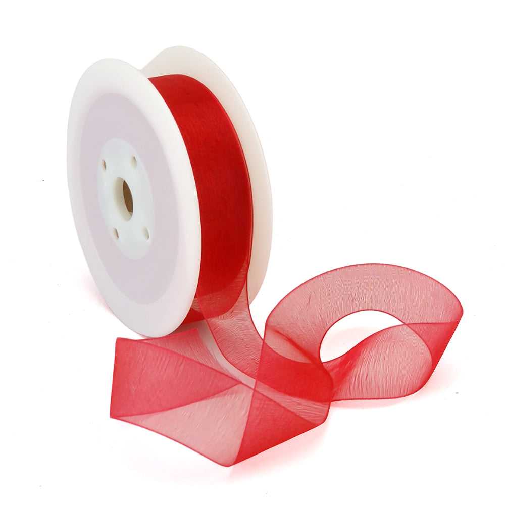 40mm or 25mm Organza Ribbon | Woven Edged |  25m Roll | Choice of Colours