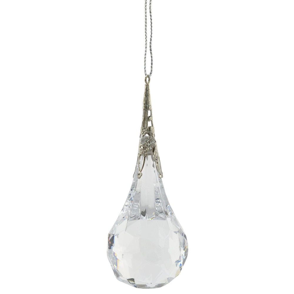 Clear Crystal Drop | Faceted Acrylic Christmas Tree Ornament | 9cm Tall