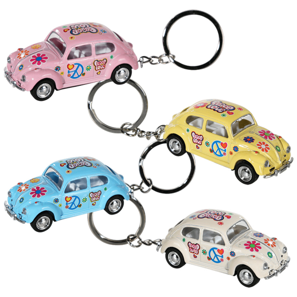 Flower Power VW Beetle Keyring | Pull Back & Go | Single | Cracker Filler