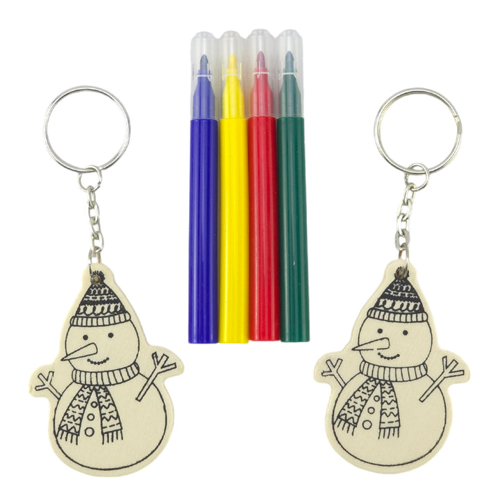 Kids Colour Your Own Wooden Christmas Keyrings | Set of 2 | Choose a Design