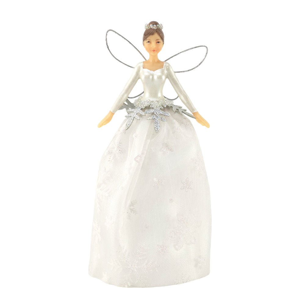 Snowflake Fairy | White & Silver | Gisela Graham 20cm Christmas Tree Topper