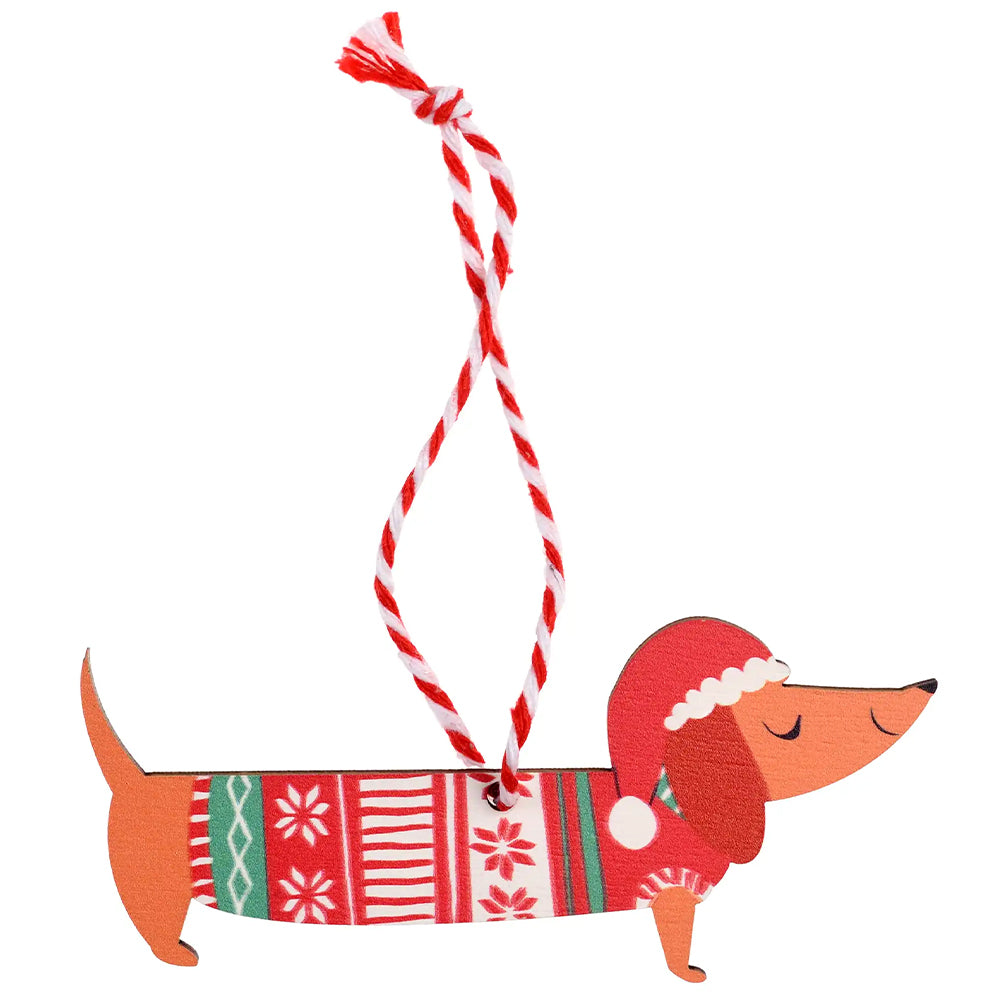 Sausage Dog | Dachshund Wooden Christmas Decoration | Mini Gift | Cracker Filler