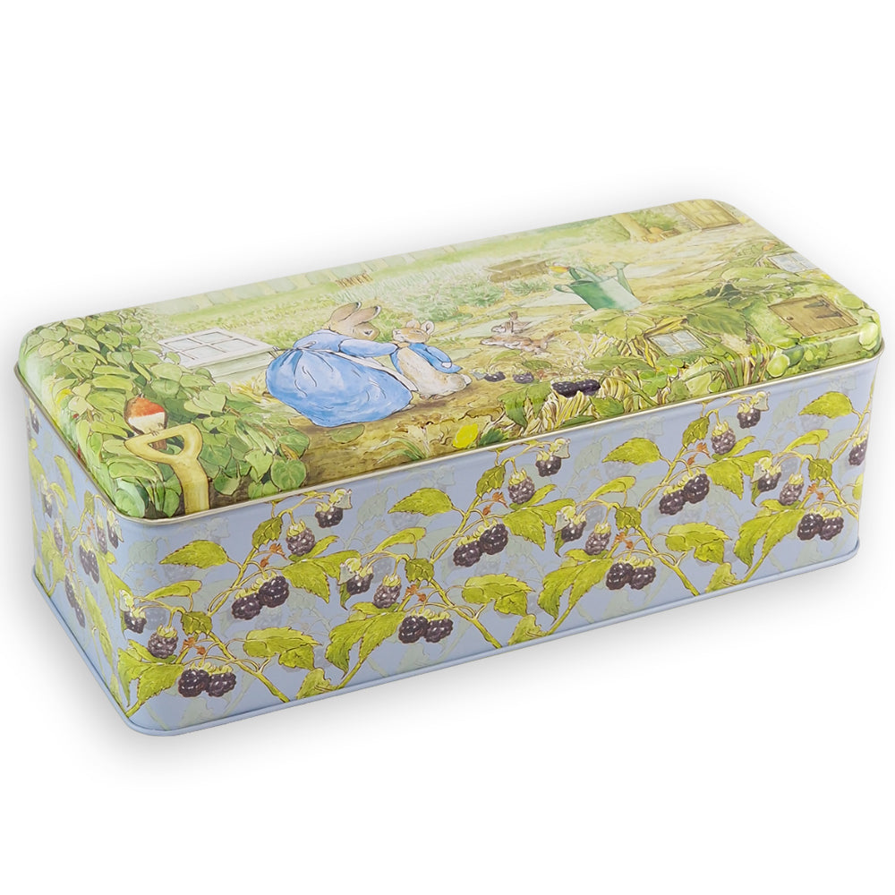 Peter Rabbit Rectangular Tin | Blackberry Garden Scene | 24cm Cracker Tin Style