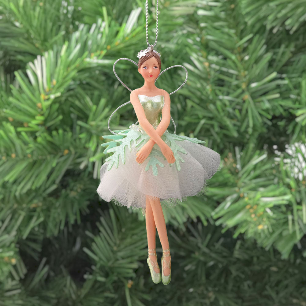 Ice Green | Snowflake Fairy | Christmas Tree Decoration | 12.5cm | Gisela Graham