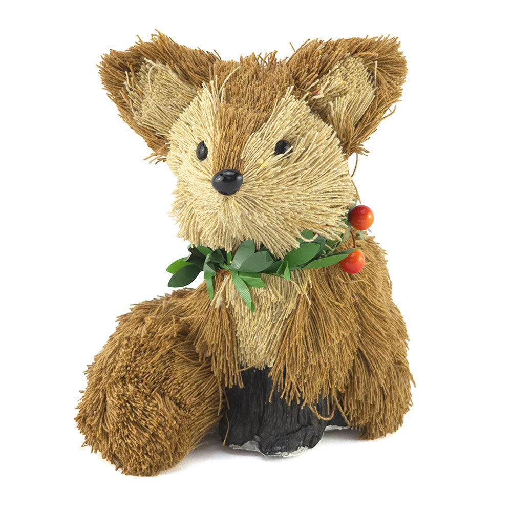 Bristle Fox with Berry Garland | Freestanding Christmas Ornament | Gisela Graham