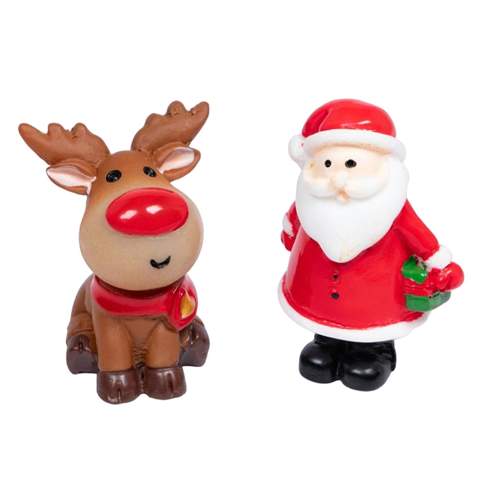 Mini Resin Father Christmas & Rudolph | Christmas Crafts | 38mm Tall | 2 Pieces