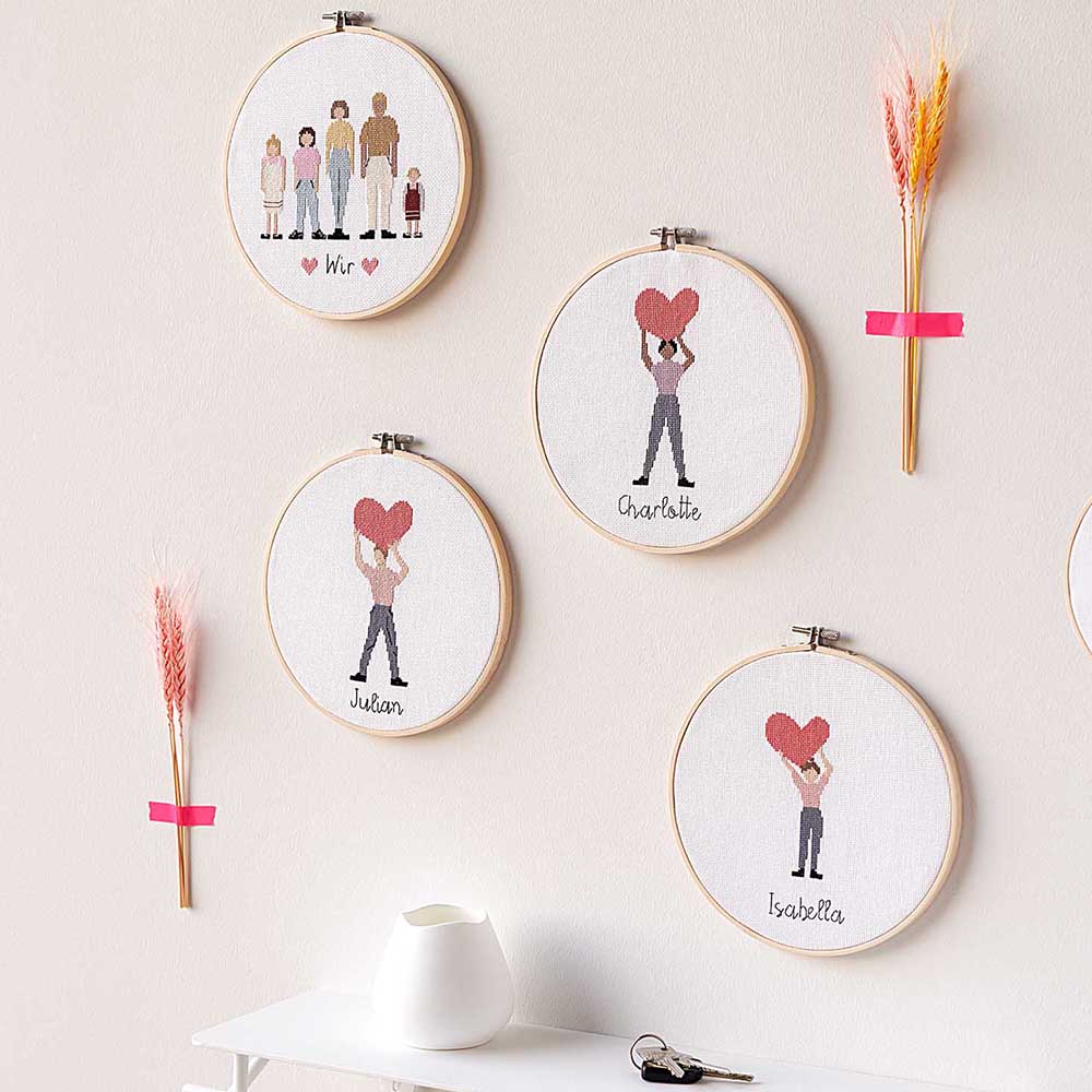 Our Family | Multiple Options from One Kit | Complete Cross Stitch Kit & Hoop