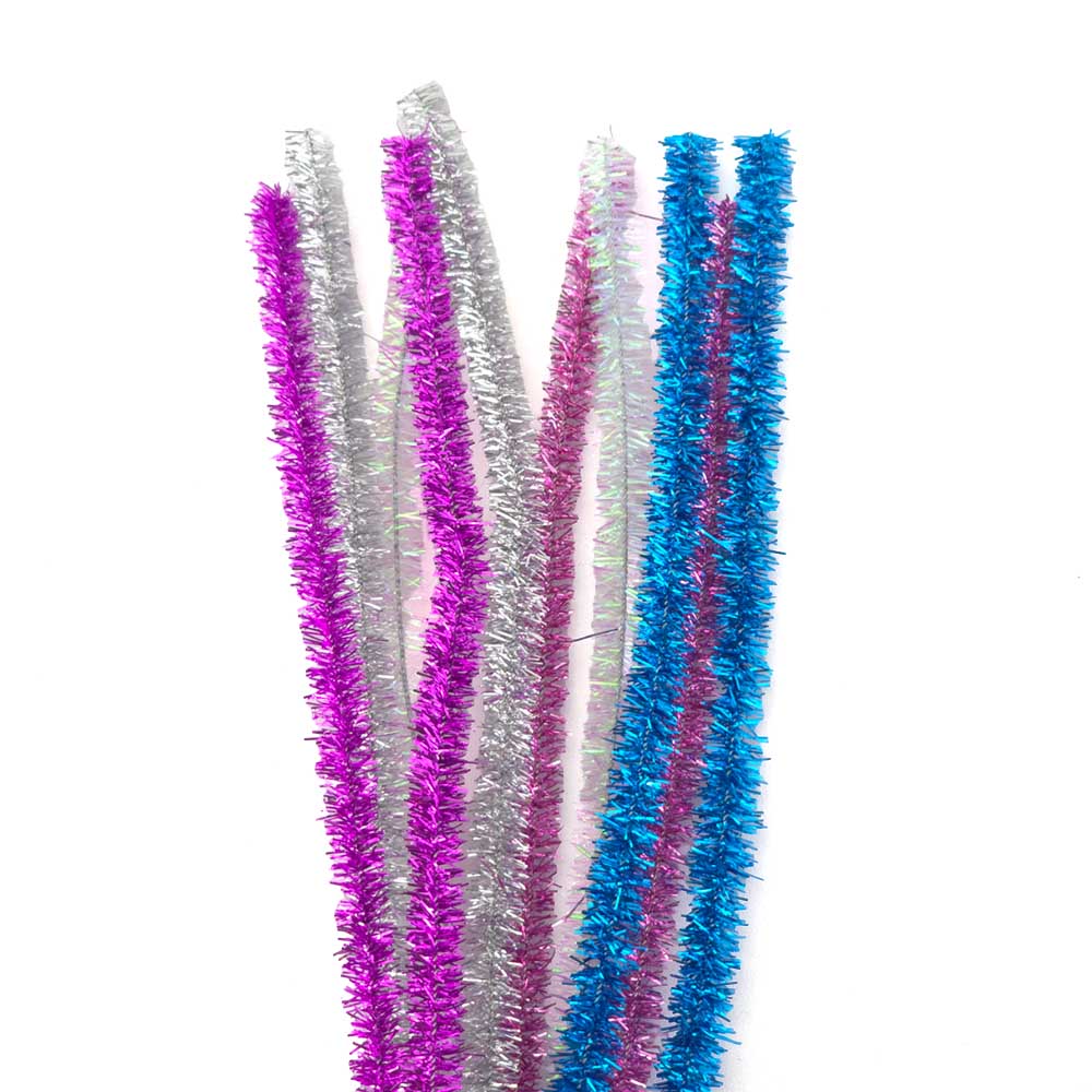 10 Extra Long Pipecleaners | Chenille or Tinsel | 50cm Long | 9mm Wide