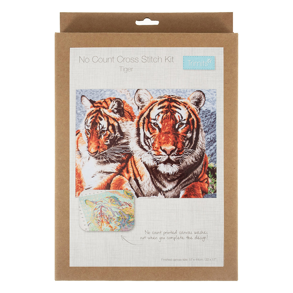 Tigers | Cross Stitch Kit | No Count | Colour Printed | 57cm x 44cm