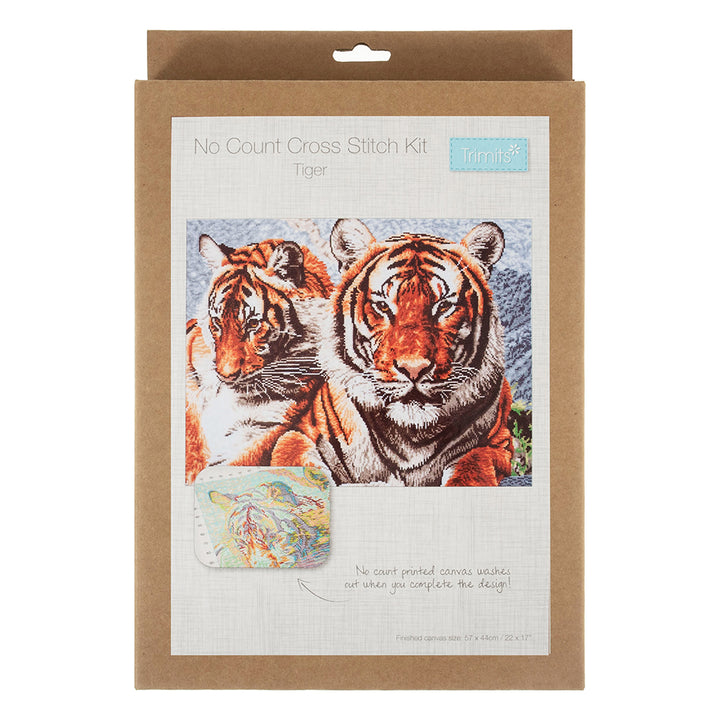 Tigers | Cross Stitch Kit | No Count | Colour Printed | 57cm x 44cm