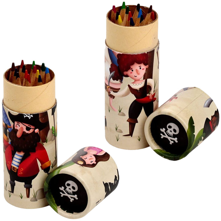 Pirate Madness | Tube of Pencil Crayons for Kids | Mini Gift | Cracker Filler