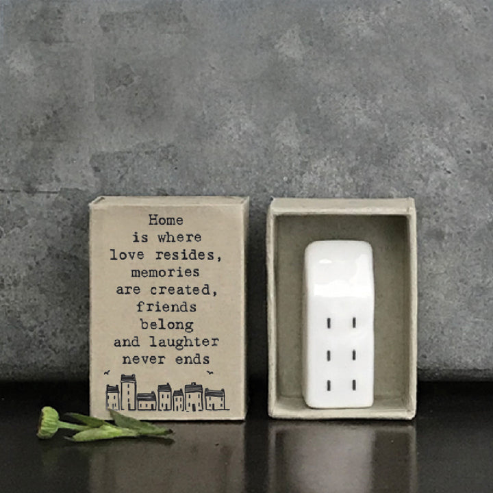 Home Is Where Love Resides | Ceramic House | Cracker Filler | Matchbox Mini Gift