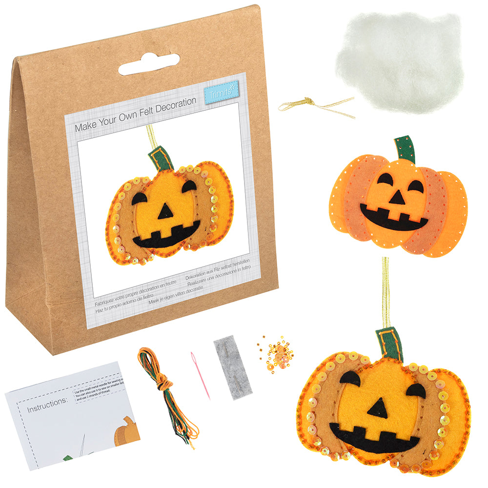 Sew Your Own Felt Pumpkin Hanging Ornament | Complete Craft Kit