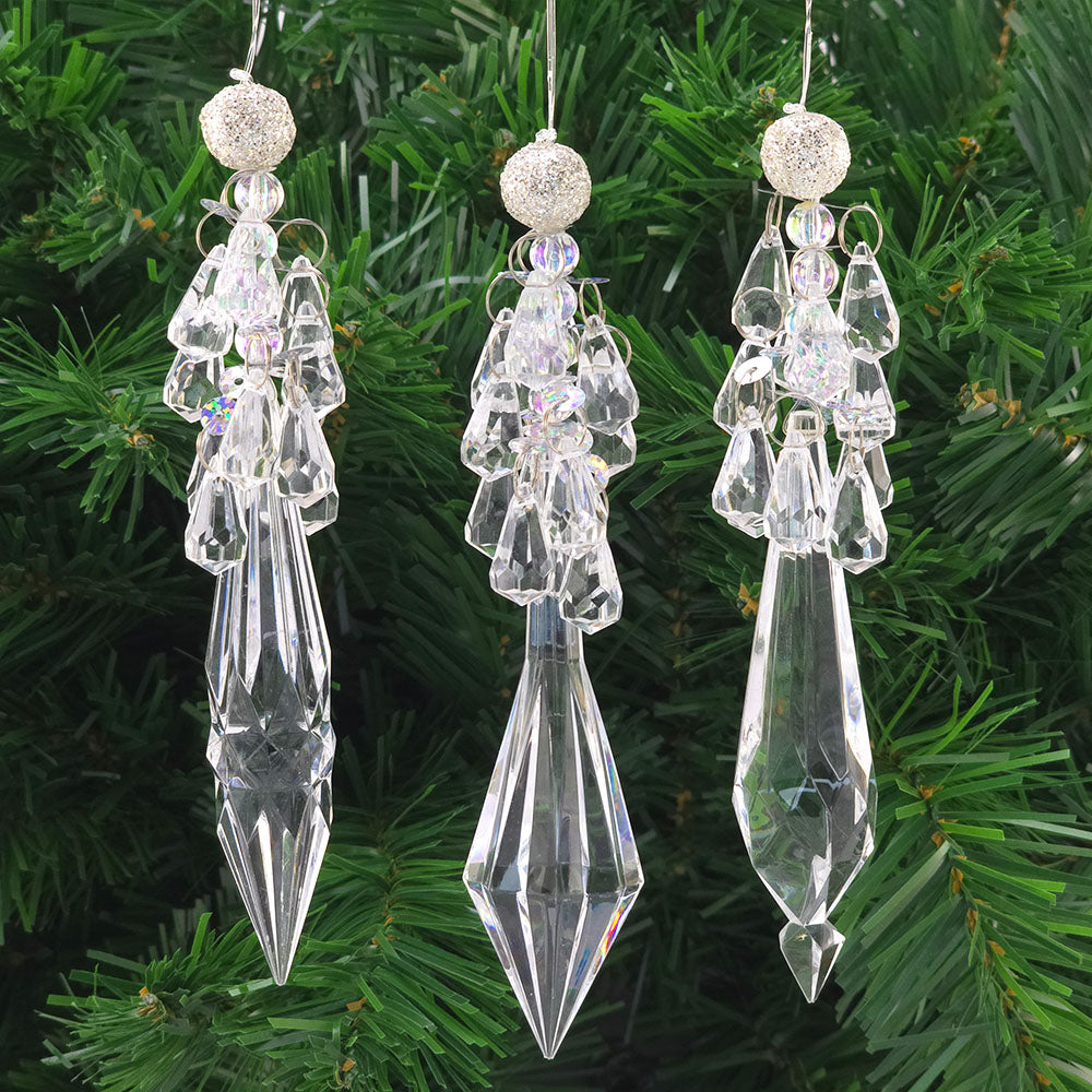 Crystal Pearl Drop | Chandelier Style Christmas Tree Decoration | Single | 15cm