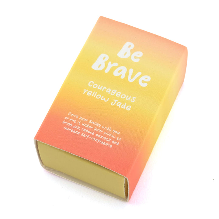 Be Brave | Yellow Jade Happy Face Crystal | Matchbox Gift | Cracker Filler